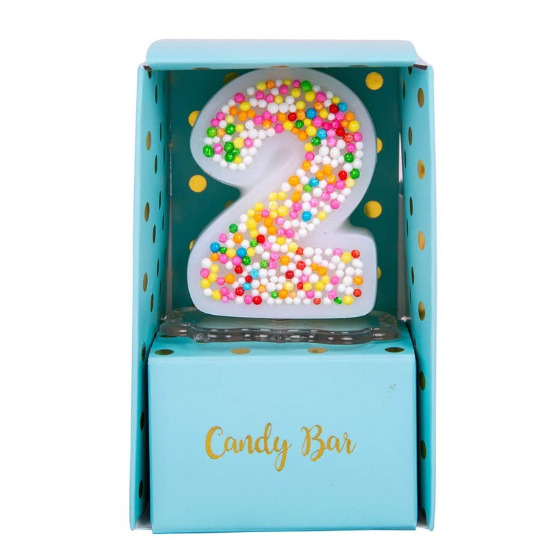 iLikePar Sweety Colorful Candy Number Cake Topper Candle for Brithday Party Baby Shower and Wedding Party Supplies Favor (Two) - Image 1